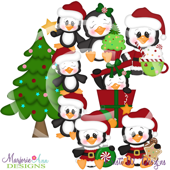Sweet Santa Penguins SVG Cutting Files Includes Clipart - Click Image to Close